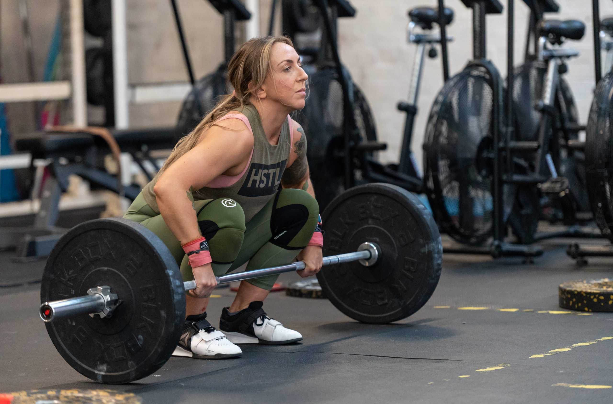 White woman professional weightlifter