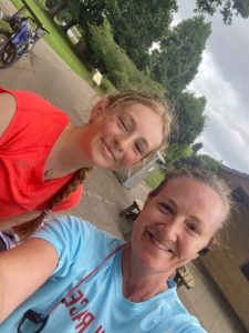Elizabeth and her mum Victoria taking a selfie after a run