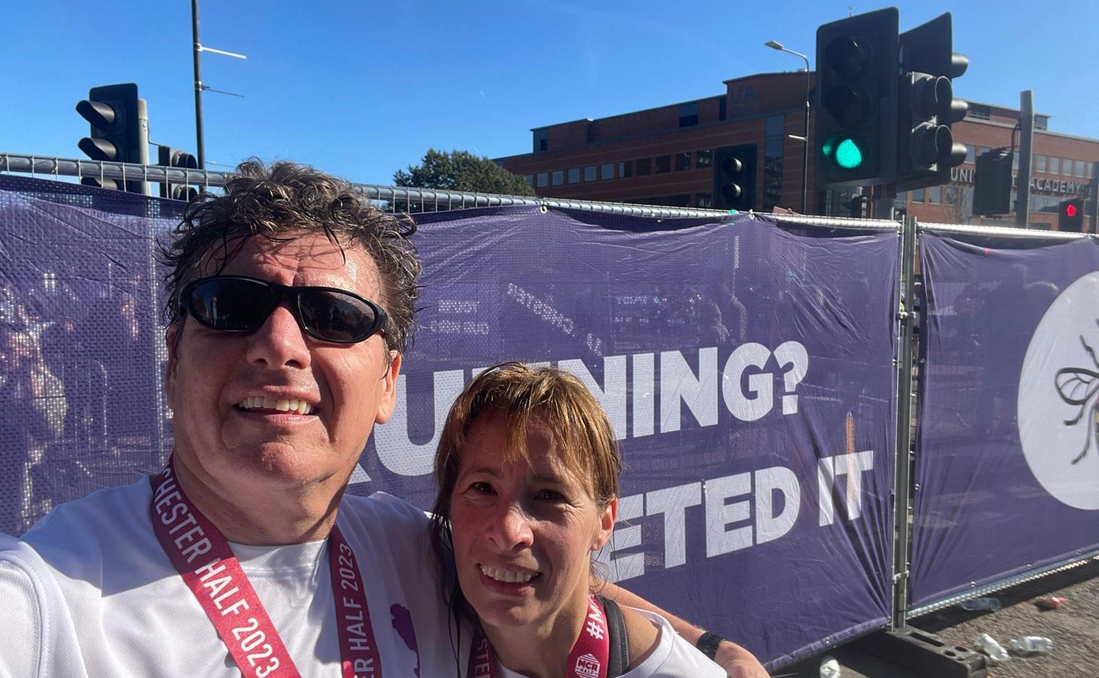 Harriet's dad smiling after the race