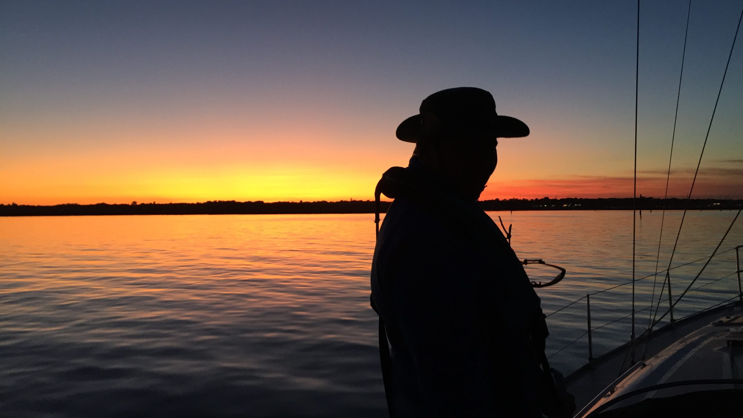 Mandie Cran at sea during sunset