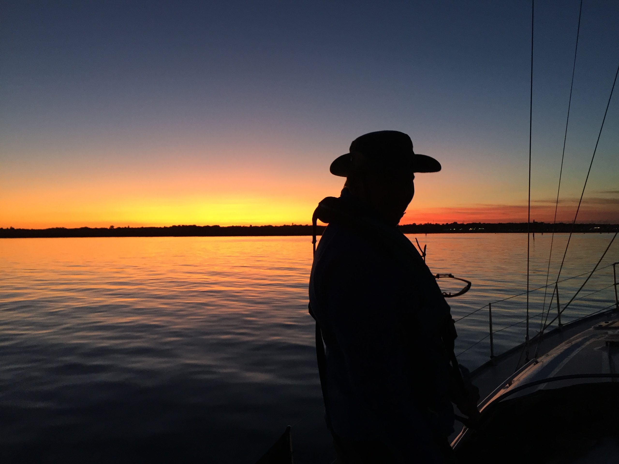 Mandie Cran at sea during sunset
