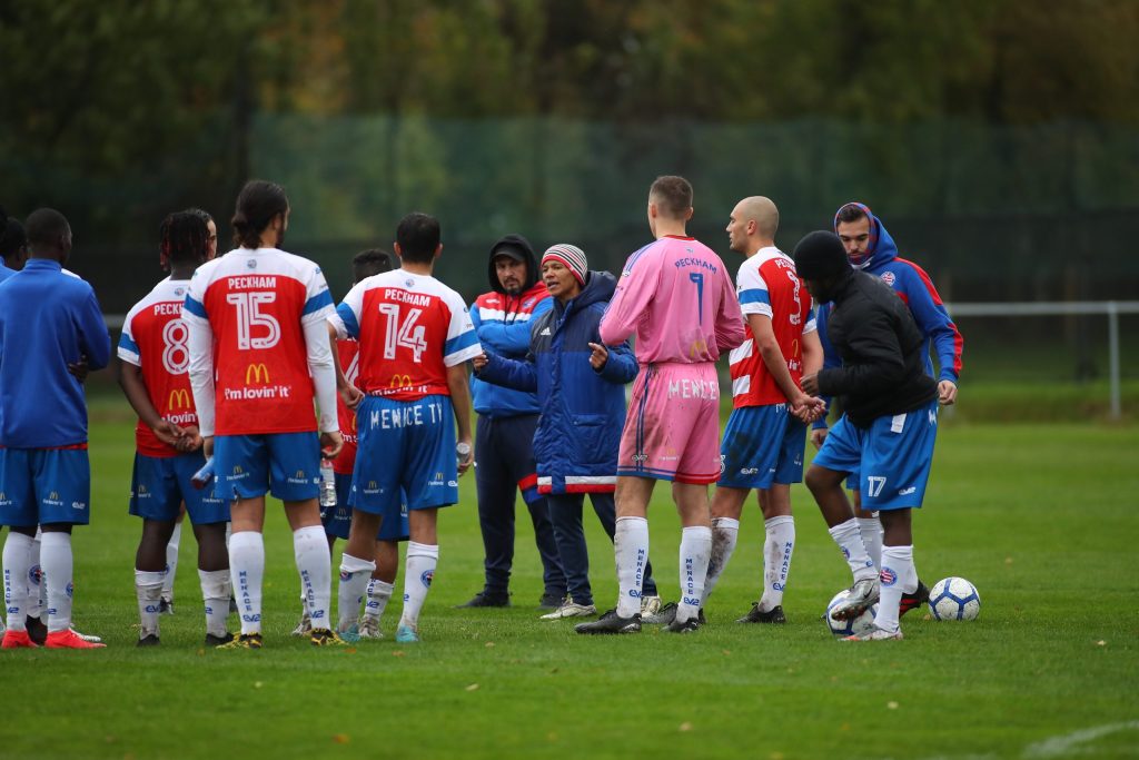 Football coach Mary Phillips coaching Peckham Men's