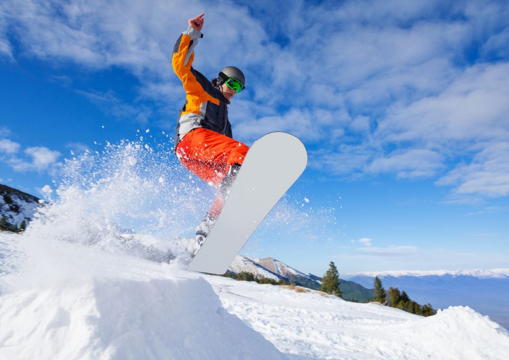 Woman snowboarding